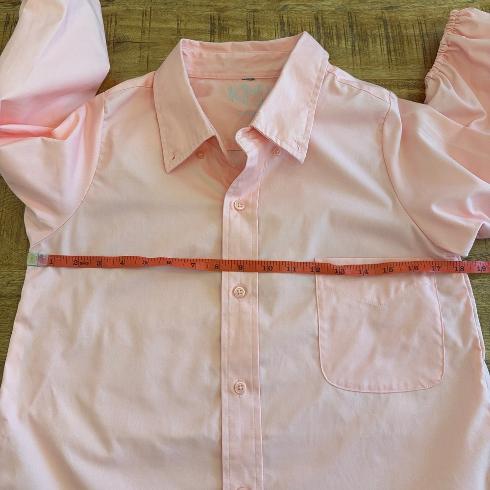 KMJ Meeghan Shirt Button Down Womens XS Pink 3/4 Puff Sleeve Cotton Top Blouse - Picture 8 of 9